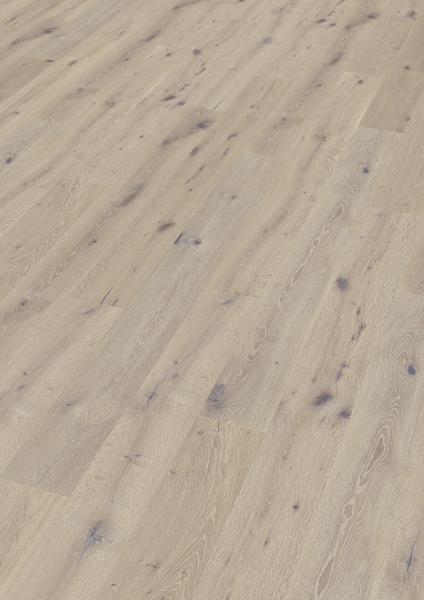 Landhausdiele Eiche Whitewash, gealtert, gebürstet, handgehobelt, gekalkt, weiß geölt 2,87m²/Paket